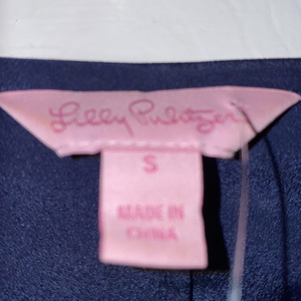 Lilly Pulitzer size small navy dress w beaded should accents - Picture 4 of 5